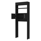 Mobiletto moderno da appoggio sopra il WC con doppia anta e ripiani per bagno, facile da montare, nero 24,56''L X 8''P x 63''H