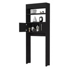 Mobiletto moderno da appoggio sopra il WC con doppia anta e ripiani per bagno, facile da montare, nero 24,56''L X 8''P x 63''H