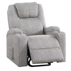 Poltrona reclinabile Evans da 37 pollici, con sollevamento elettrico, portabicchieri, ciniglia, grigio chiaro - BM312351