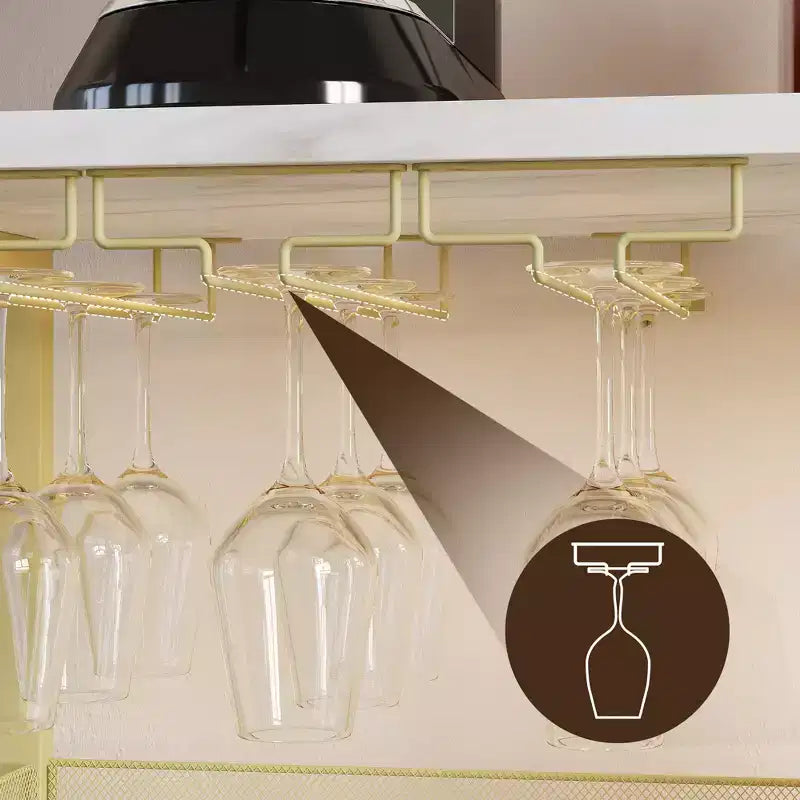 Mobiletto per vino CuisinSmart con portabottiglie e portacalici, mobiletto moderno con anta a rete, credenza a buffet in stile industriale per angolo bar