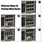 Mobiletto per vino CuisinSmart con portabottiglie e portacalici, mobiletto moderno con anta a rete, credenza a buffet in stile industriale per angolo bar