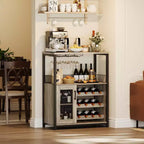 Mobiletto per vino CuisinSmart con portabottiglie e portacalici, mobiletto moderno con anta a rete, credenza a buffet in stile industriale per angolo bar
