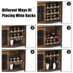 Mobiletto per vino CuisinSmart con portabottiglie e portacalici, mobiletto moderno con anta a rete, credenza a buffet in stile industriale per angolo bar