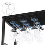 Mobiletto per vino CuisinSmart con portabottiglie e portacalici, mobiletto moderno con anta a rete, credenza a buffet in stile industriale per angolo bar
