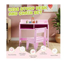 Set Scrivania e Sedia per Bambini in MDF Karl Home con 2 Scomparti per Riporre