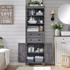 Dcolora Mobile Bagno, Mobile Alto da 72" con 2 Cassetti, Ripiani Regolabili e Anta Scorrevole, Mobiletti per Bagno