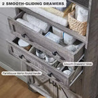 Dcolora Mobile Bagno, Mobile Alto da 72" con 2 Cassetti, Ripiani Regolabili e Anta Scorrevole, Mobiletti per Bagno