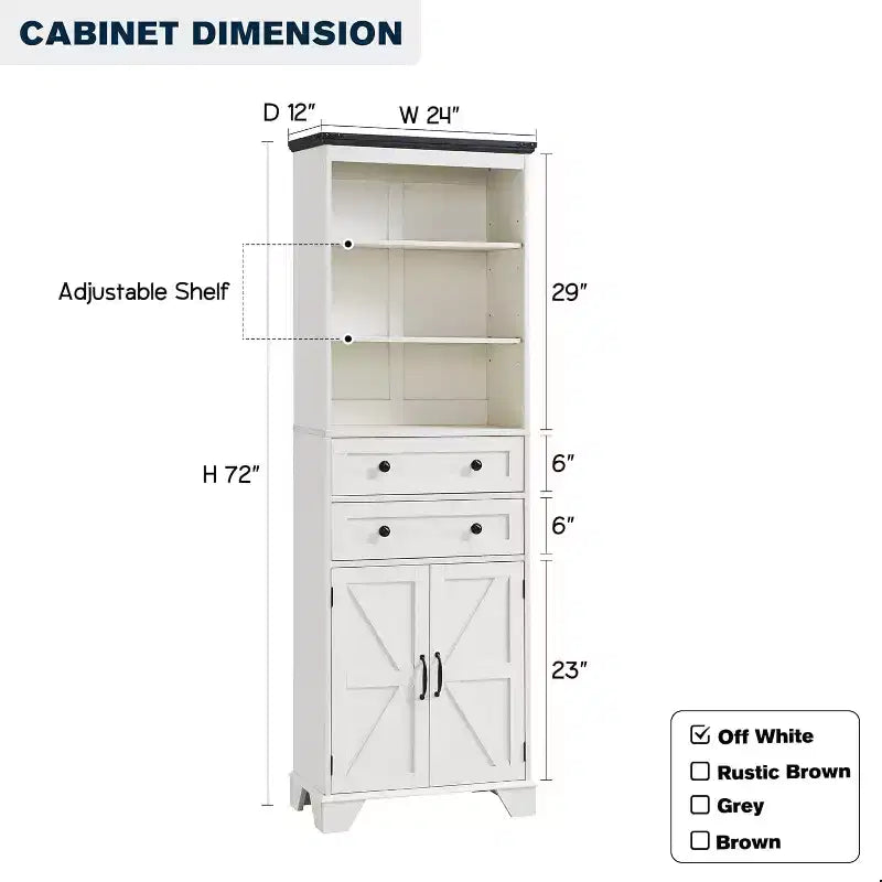 Dcolora Mobile Bagno, Mobile Alto da 72" con 2 Cassetti, Ripiani Regolabili e Anta Scorrevole, Mobiletti per Bagno