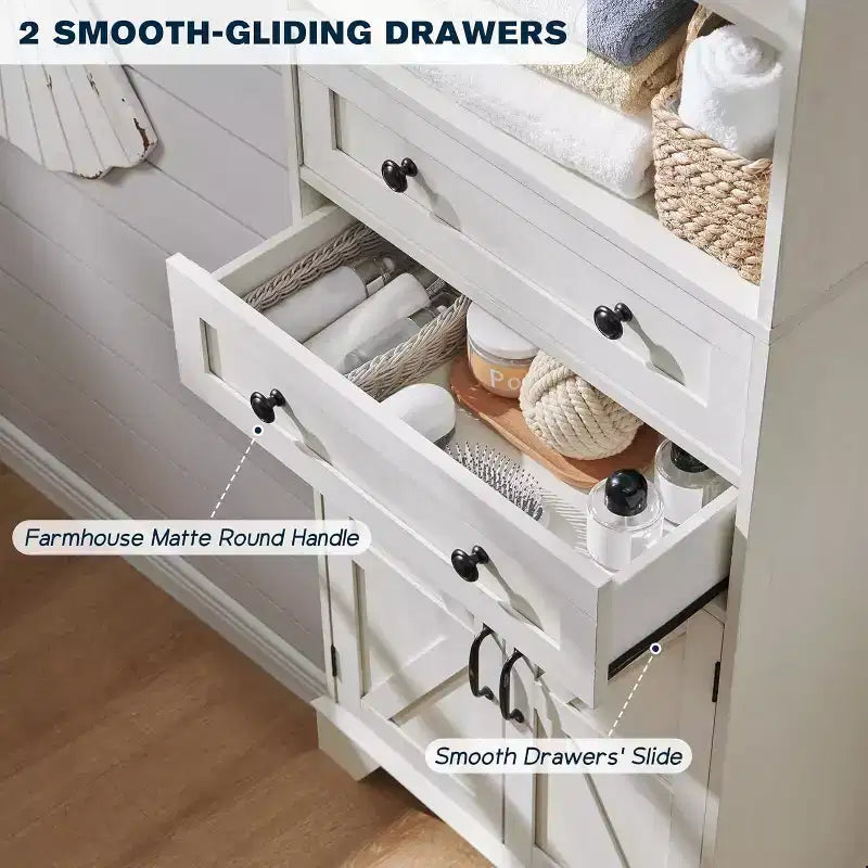 Dcolora Mobile Bagno, Mobile Alto da 72" con 2 Cassetti, Ripiani Regolabili e Anta Scorrevole, Mobiletti per Bagno