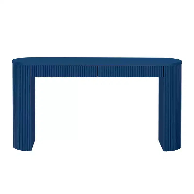 Tavolo Consolle Okak 58.2IN con Gambe Robuste Ad Arco Regolabili, Tavolo da Ingresso con Ampio Piano e Doppio Cassetto, Tavolo Accent per Soggiorno