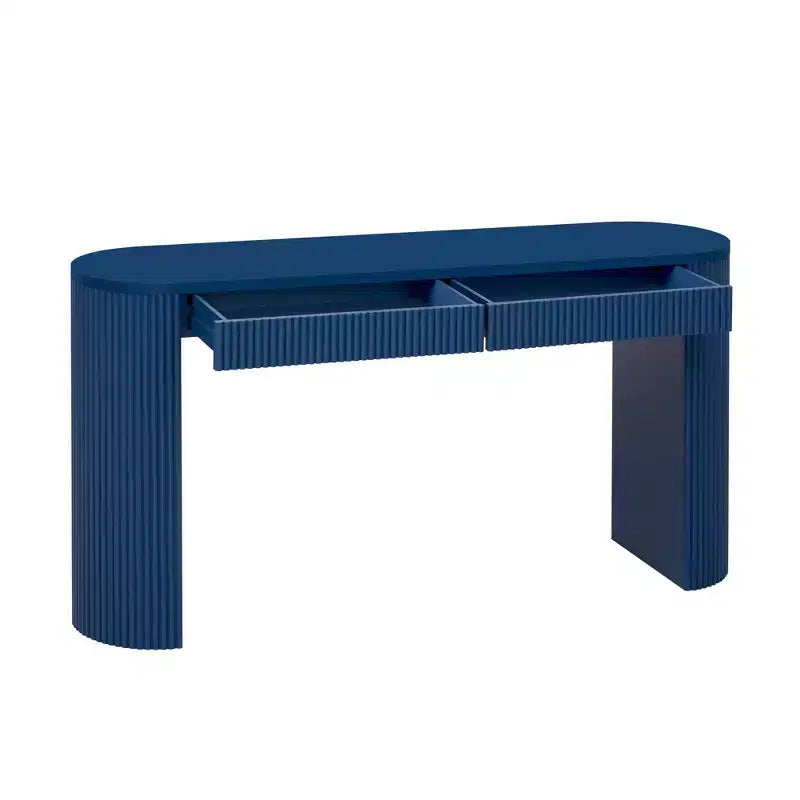 Tavolo Consolle Okak 58.2IN con Gambe Robuste Ad Arco Regolabili, Tavolo da Ingresso con Ampio Piano e Doppio Cassetto, Tavolo Accent per Soggiorno