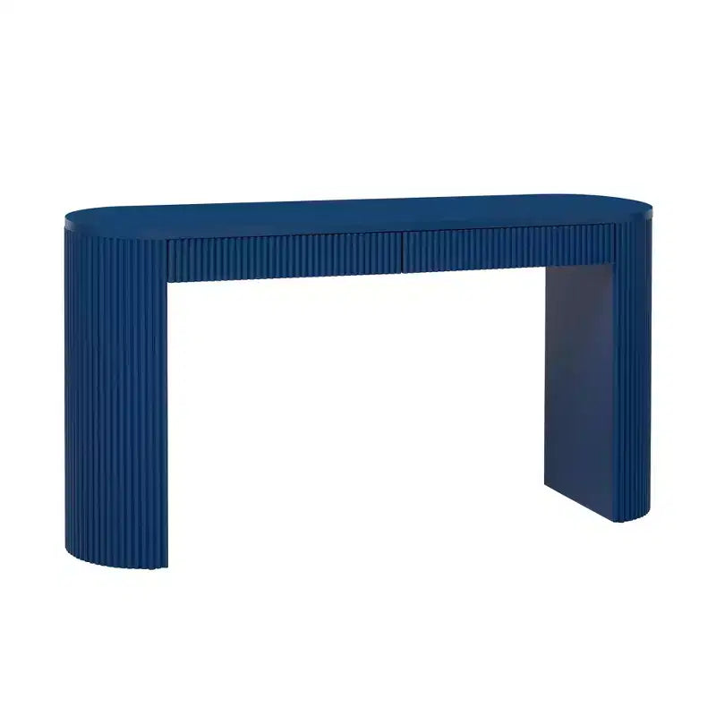 Tavolo Consolle Okak 58.2IN con Gambe Robuste Ad Arco Regolabili, Tavolo da Ingresso con Ampio Piano e Doppio Cassetto, Tavolo Accent per Soggiorno