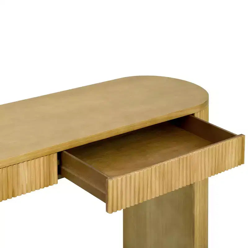 Tavolo Consolle Okak 58.2IN con Gambe Robuste Ad Arco Regolabili, Tavolo da Ingresso con Ampio Piano e Doppio Cassetto, Tavolo Accent per Soggiorno