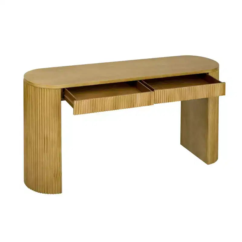 Tavolo Consolle Okak 58.2IN con Gambe Robuste Ad Arco Regolabili, Tavolo da Ingresso con Ampio Piano e Doppio Cassetto, Tavolo Accent per Soggiorno