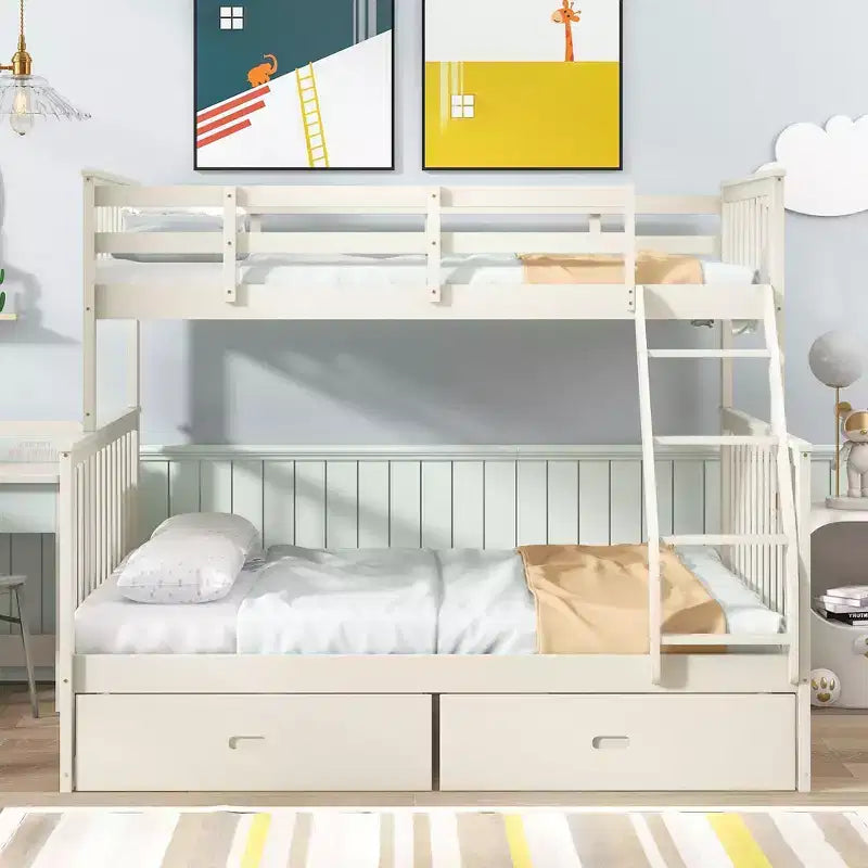 Okak 76IN Letto a Castello a una Piazza e Mezza con Cassetti Contenitore, Letti a Castello per Bambini con Ringhiera di Sicurezza e Scaletta, Strutture Letto per Soggiorno, Camera dei Bambini
