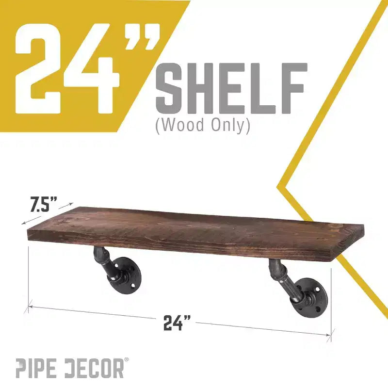 Mensola in legno RESTORE Trail Brown 24 pollici (solo legno) di Pipe Decor