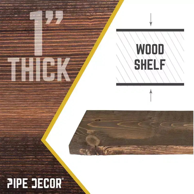 Mensola in legno RESTORE Trail Brown 24 pollici (solo legno) di Pipe Decor