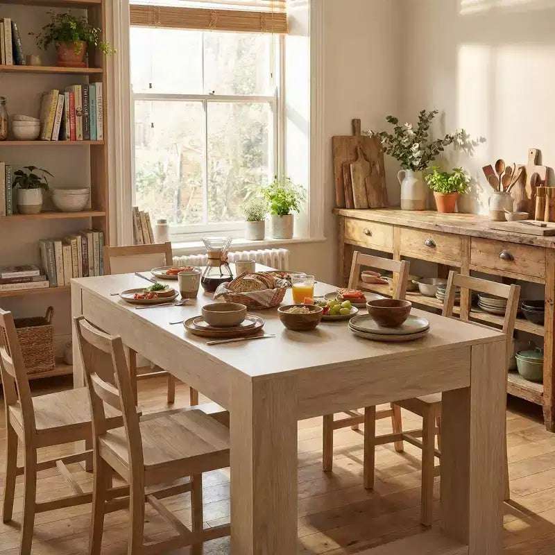 Homy Casa 63 Tavolo da Pranzo Rettangolare con Base Solida, Quercia Naturale, 4-6 Posti