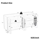 Homy Casa Credenza Decorativa a 4 Ante con Ante Scanalate e Gambe in Metallo per Soggiorno o Sala da Pranzo, Nera