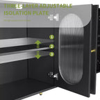 Homy Casa Credenza Decorativa a 4 Ante con Ante Scanalate e Gambe in Metallo per Soggiorno o Sala da Pranzo, Nera