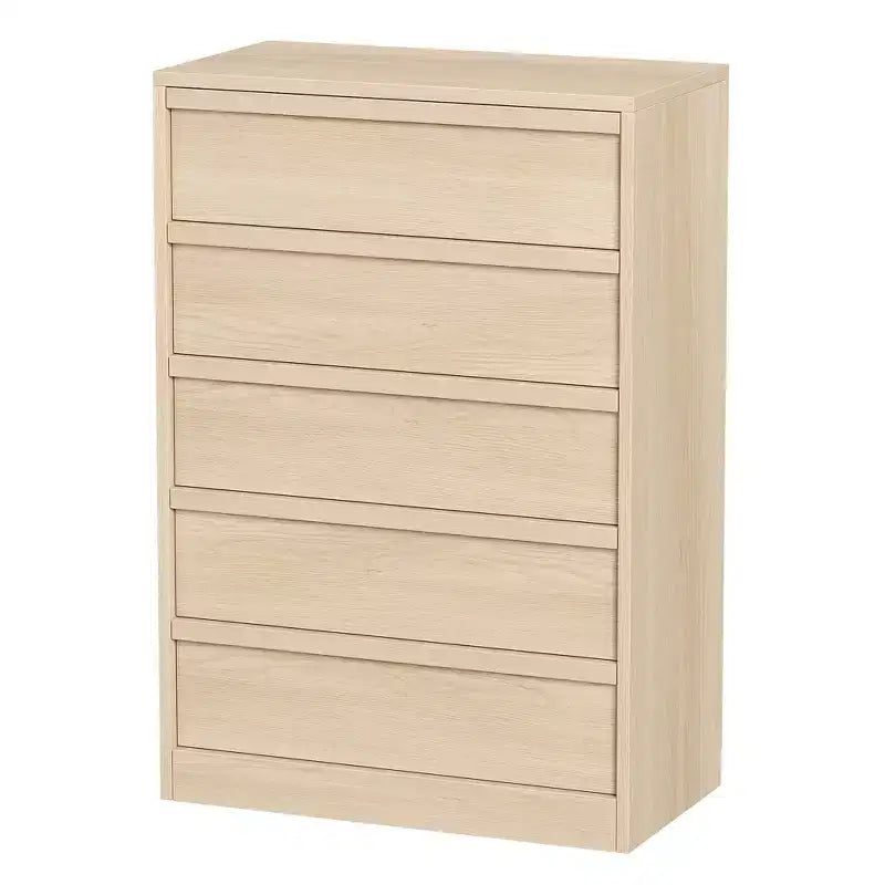 Cassettiera a 5 cassetti per camera da letto, cassettiera alta moderna a 5 cassetti con cassetti grandi, organizer in legno per soggiorno, asilo nido, ingresso, naturale