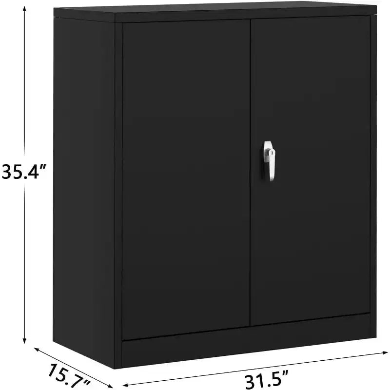Armadietto metallico porta attrezzi con serratura, armadietto da garage alto 89,9 cm con ripiano regolabile e maniglia, organizzatore di attrezzi
