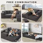 Divano componibile reversibile GustoWave da 106 pollici, divano a L Cloud con chaise longue oversize, divano contemporaneo a 3 posti con memory