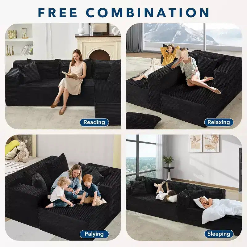Divano componibile reversibile GustoWave da 106 pollici, divano a L Cloud con chaise longue oversize, divano contemporaneo a 3 posti con memory