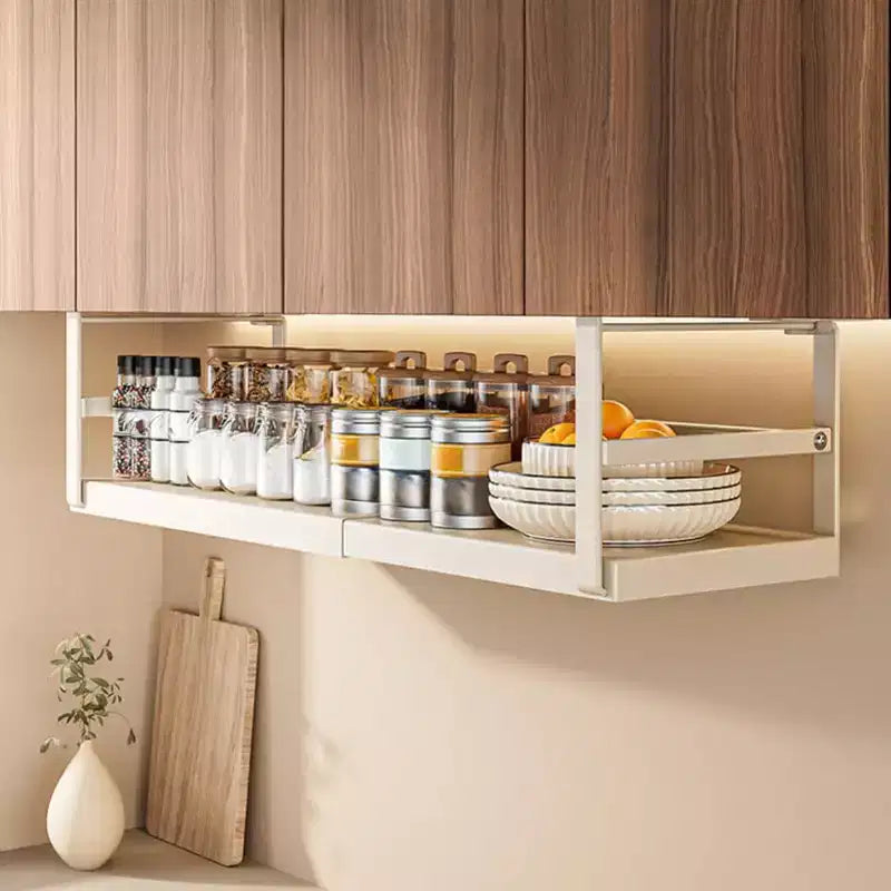 Expandable Under Cabinet Shelf, Hanging Under Shelf Storage Basket Organizer