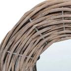 Specchio in Rattan Naturale, Diametro 15 cm, Fissaggio a Parete