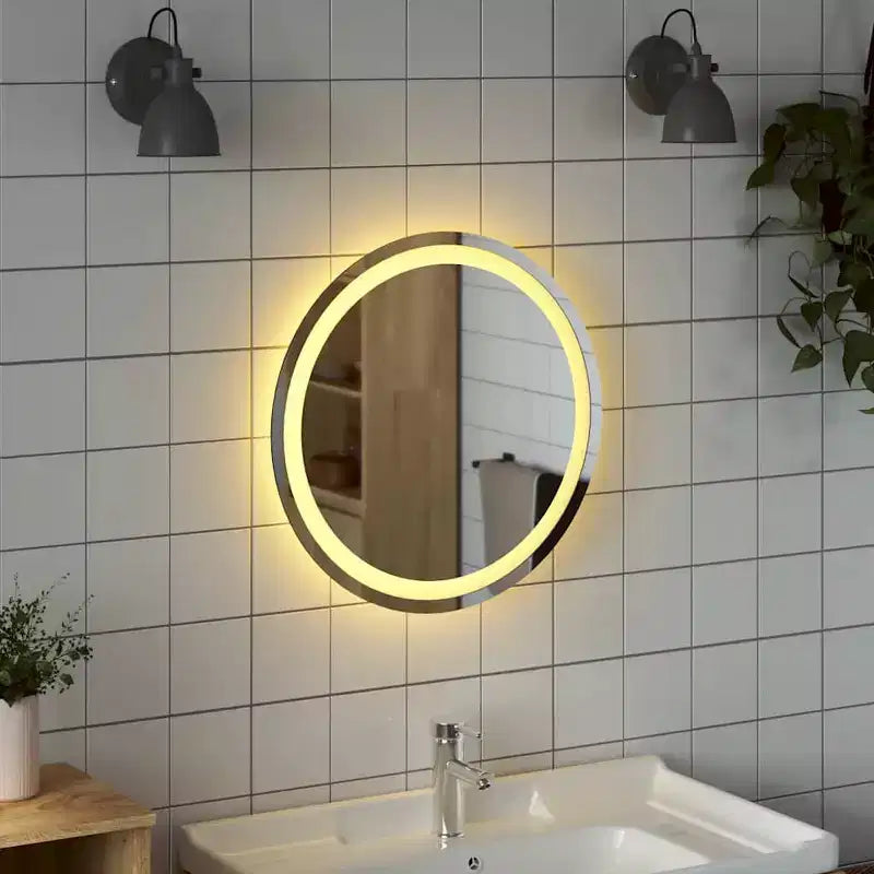 Specchio da bagno a LED in vetro 19,7 pollici di diametro, rotondo moderno