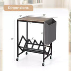 Mobile per Giradischi Costway con Porta Dischi in Vinile e Tasca Laterale, Ruote Girevoli Marrone/Naturale