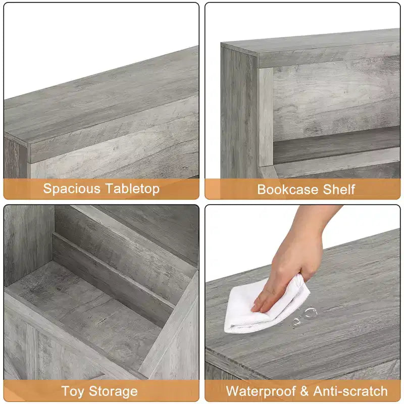 Libreria e Organizzatore Giocattoli per Bambini, Scaffale in Legno da 81 cm, Antiribaltamento e Impermeabile, Adatto per Asilo Nido, Sala Giochi, Camera da Letto, Aula