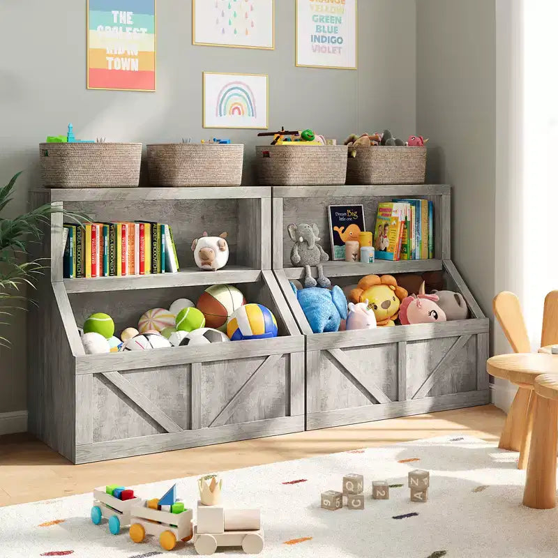 Libreria e Organizzatore Giocattoli per Bambini, Scaffale in Legno da 81 cm, Antiribaltamento e Impermeabile, Adatto per Asilo Nido, Sala Giochi, Camera da Letto, Aula