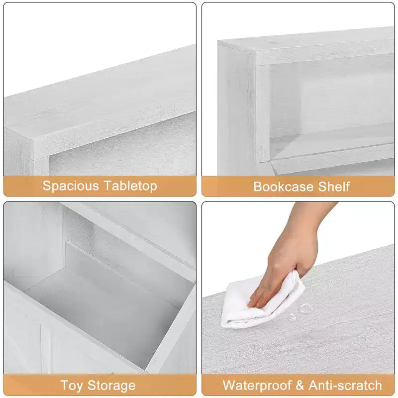 Libreria e Organizzatore Giocattoli per Bambini, Scaffale in Legno da 81 cm, Antiribaltamento e Impermeabile, Adatto per Asilo Nido, Sala Giochi, Camera da Letto, Aula