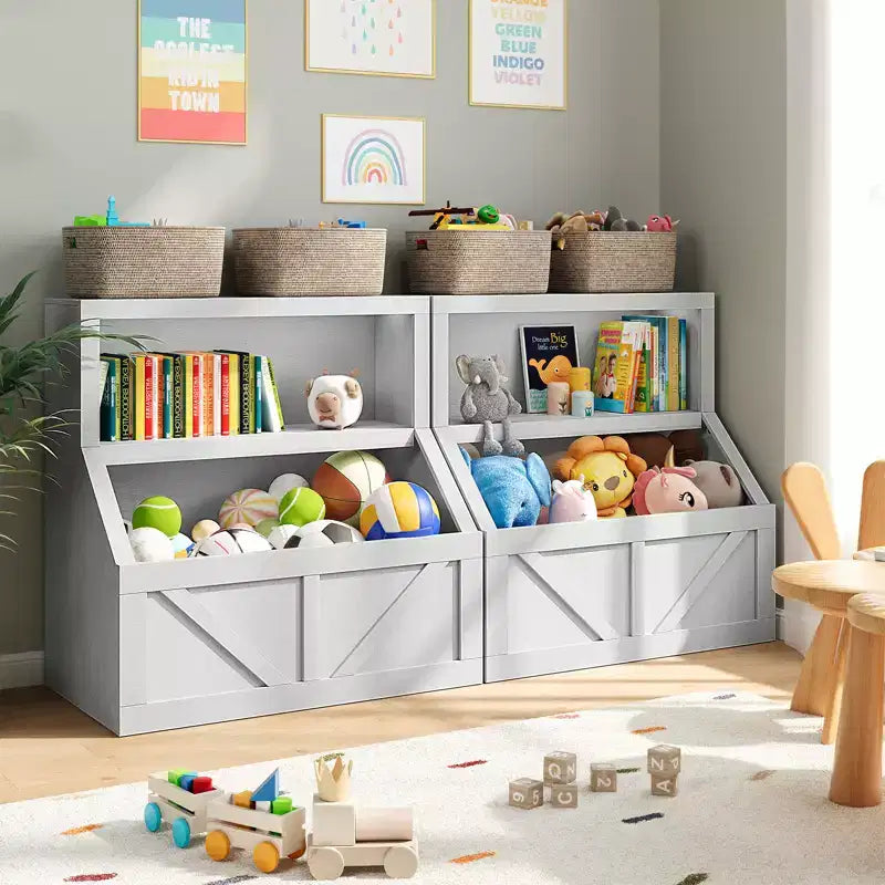 Libreria e Organizzatore Giocattoli per Bambini, Scaffale in Legno da 81 cm, Antiribaltamento e Impermeabile, Adatto per Asilo Nido, Sala Giochi, Camera da Letto, Aula