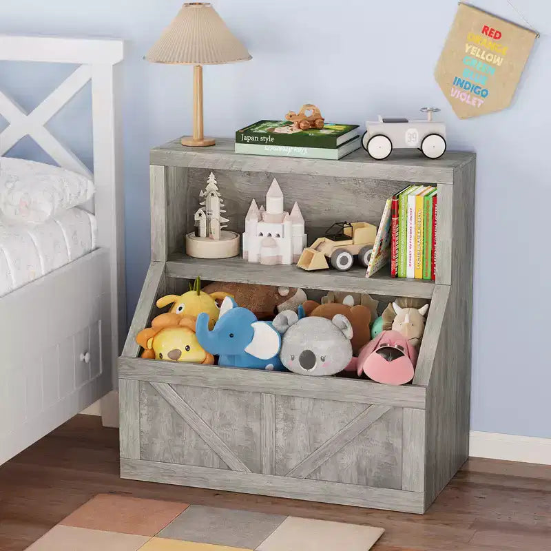 Libreria e Organizzatore Giocattoli per Bambini, Scaffale in Legno da 81 cm, Antiribaltamento e Impermeabile, Adatto per Asilo Nido, Sala Giochi, Camera da Letto, Aula