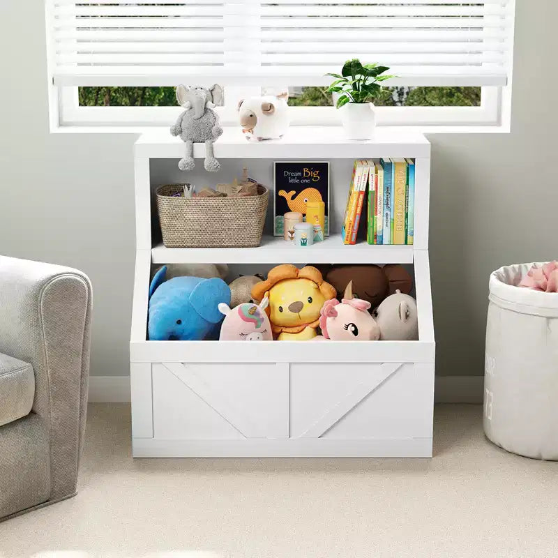 Libreria e Organizzatore Giocattoli per Bambini, Scaffale in Legno da 81 cm, Antiribaltamento e Impermeabile, Adatto per Asilo Nido, Sala Giochi, Camera da Letto, Aula