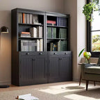 Libreria con Ante, Scaffale a 5 Ripiani da Pavimento a Soffitto con 1 Cassetto, Libreria Alta 180 cm Bianca per Ufficio Domestico, Soggiorno