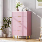 Cassettiera moderna in legno con maniglie dorate, mobile alto per un'organizzazione efficiente, cassettiera organizer per camera da letto, soggiorno