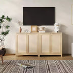 Credenza in Rattan Indipendente con Ripiani Regolabili, Mobile Moderno per Soggiorno e Sala da Pranzo