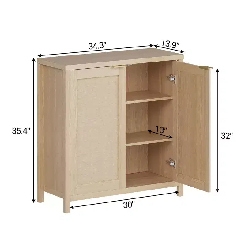 Credenza in Rattan Indipendente con Ripiani Regolabili, Mobile Moderno per Soggiorno e Sala da Pranzo