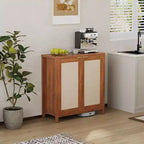 Credenza in Rattan Indipendente con Ripiani Regolabili, Mobile Moderno per Soggiorno e Sala da Pranzo