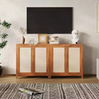 Credenza in Rattan Indipendente con Ripiani Regolabili, Mobile Moderno per Soggiorno e Sala da Pranzo