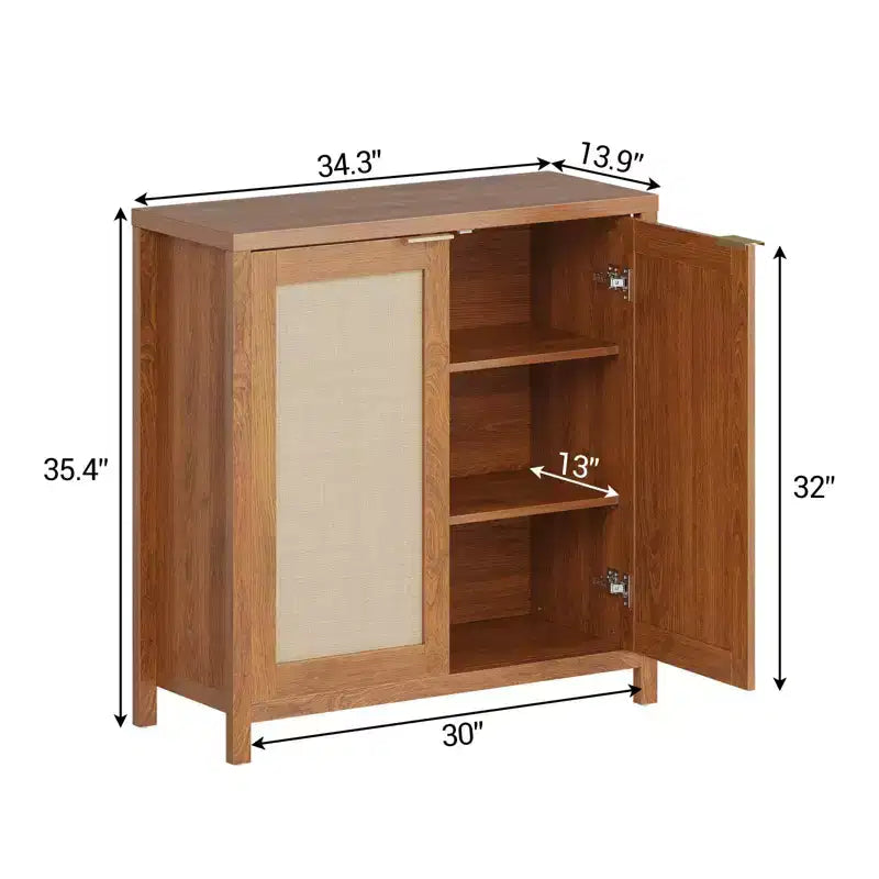 Credenza in Rattan Indipendente con Ripiani Regolabili, Mobile Moderno per Soggiorno e Sala da Pranzo