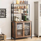 TruAIR Credenza/Mobile Contenitore, 80cm Credenza da Cucina Piccola Stile Fattoria Mobile Contenitore per Caffè con Ripiani Regolabili per Soggiorno Ingresso