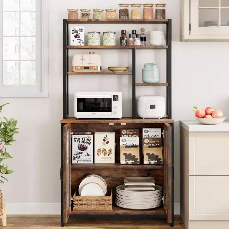 TruAIR Credenza/Mobile Contenitore, 80cm Credenza da Cucina Piccola Stile Fattoria Mobile Contenitore per Caffè con Ripiani Regolabili per Soggiorno Ingresso