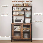 TruAIR Credenza/Mobile Contenitore, 80cm Credenza da Cucina Piccola Stile Fattoria Mobile Contenitore per Caffè con Ripiani Regolabili per Soggiorno Ingresso