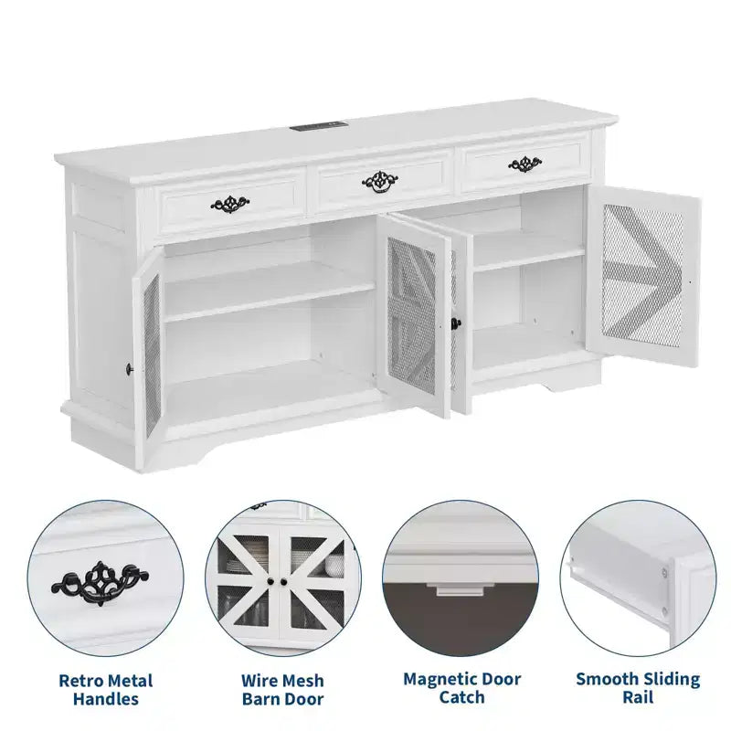 TruAIR Credenza/Mobile Contenitore, 80cm Credenza da Cucina Piccola Stile Fattoria Mobile Contenitore per Caffè con Ripiani Regolabili per Soggiorno Ingresso