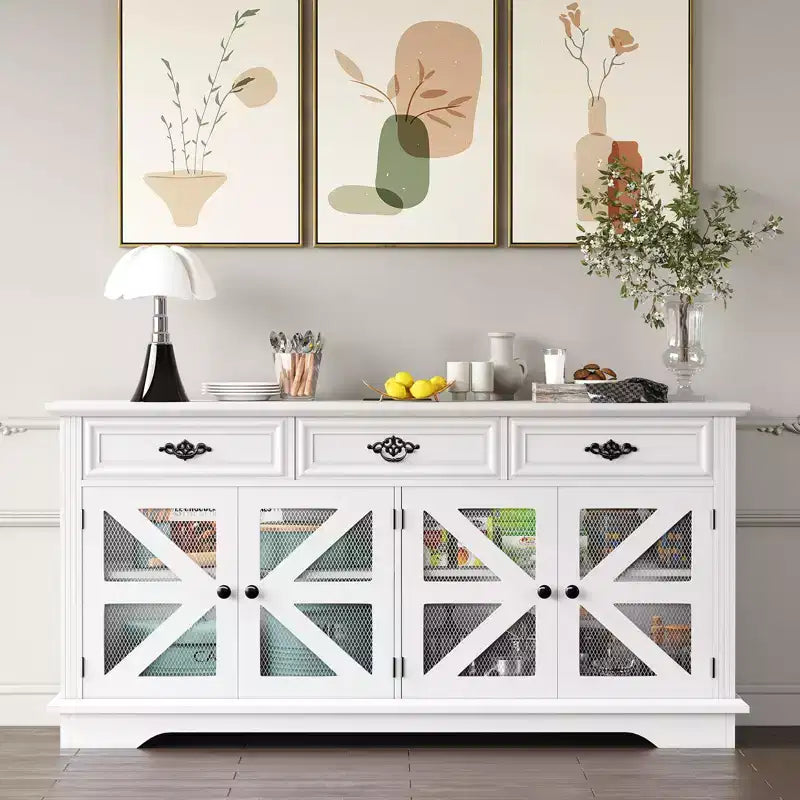 TruAIR Credenza/Mobile Contenitore, 80cm Credenza da Cucina Piccola Stile Fattoria Mobile Contenitore per Caffè con Ripiani Regolabili per Soggiorno Ingresso
